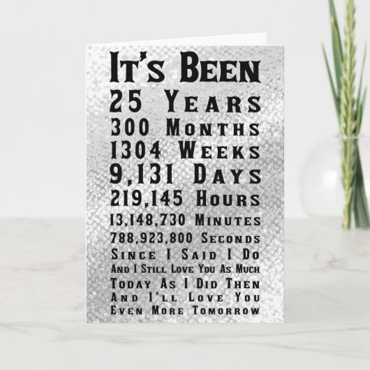 Happy 25th Silver Wedding Anniversary Kaart (Voorkant)