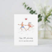 Happy 25th Silver Wedding Jubileum Couple Heart Briefkaart (Staand voorkant)
