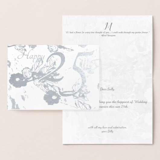 Happy 25th Silver Wedding Jubileum Folie Kaart (Display)