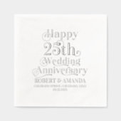 Happy 25th Wedding Anyversary Retro Typografie Folie Servetten (Voorkant)