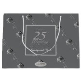 "Happy 25th Wedding Jubileum" 3D Rozen op grijs Groot Cadeauzakje (Voorkant)