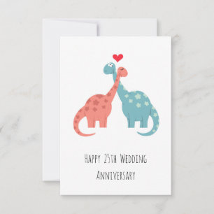 Happy 25th Wedding Jubileum Cute Dinosaurs