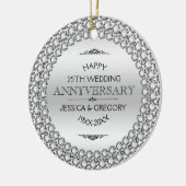 Happy 25th Wedding Jubileum Diamonds & Silver Keramisch Ornament (Links)