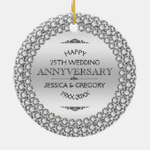 Happy 25th Wedding Jubileum Diamonds & Silver Keramisch Ornament (Achterkant)