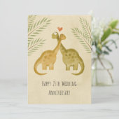 Happy 25th Wedding Jubileum Dinosaurs Kaart (Staand voorkant)
