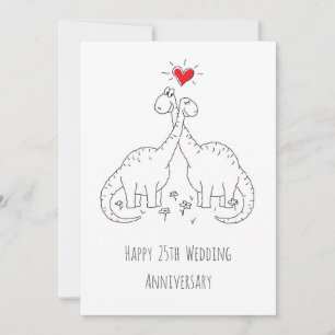 Happy 25th Wedding Jubileum Dinosaurs Kaart