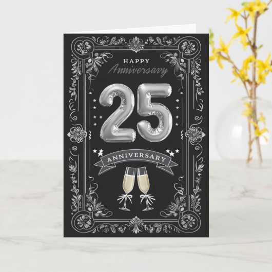 Happy 25th Wedding Jubileum Kaart (Gele Bloem)