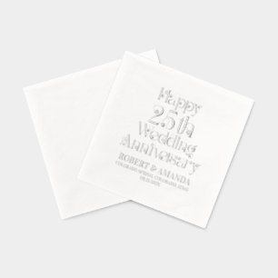 Happy 25th Wedding Jubileum Retro Typografie Folie Servetten