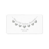 Happy 25th Wedding Jubileum Silver-hartelabels Etiket (Voorkant)