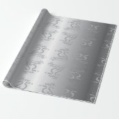 "Happy 25th Wedding Jubileum" Silvery Font Cadeaupapier (Uitgerold)