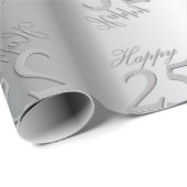 "Happy 25th Wedding Jubileum" Silvery Font Cadeaupapier (Rol Hoek)