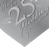 "Happy 25th Wedding Jubileum" Silvery Gradient Korte Tafelloper (Hoek)