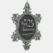 Happy 25th Wedding Jubileum Tin Sneeuwvlok Ornament (Links)