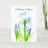 Happy 25th Wedding Jubileum Waterverf Iris Kaart (Voorkant)