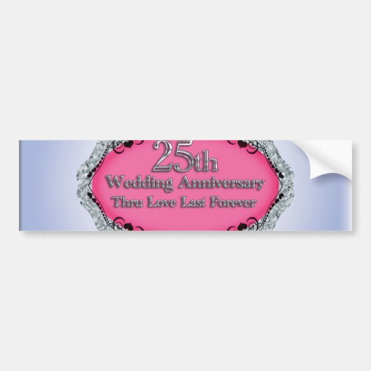 Happy 25th Wedding Jubileum Wenskaarten Bumpersticker (Voorkant)