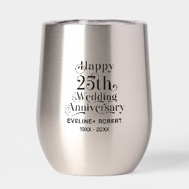 Happy 25th Wedding Jubileum Zwart Typografie