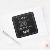 HAPPY 26TH BIRTHDAY; Art Deco Style; aangepaste na Vierkante Sticker (Envelop)