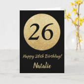 Happy 26th Birthday Black en Gold Glitter Kaart (Gele Bloem)