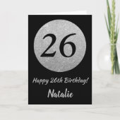 Happy 26th Birthday Black en Silver Glitter Card Kaart (Voorkant)