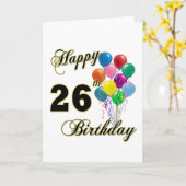 Happy 26th Birthday Gifts with Balloons Kaart (Gele Bloem)