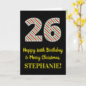 Happy 26th Birthday & Merry Kerstmis, aangepaste n Kaart (Gele Bloem)