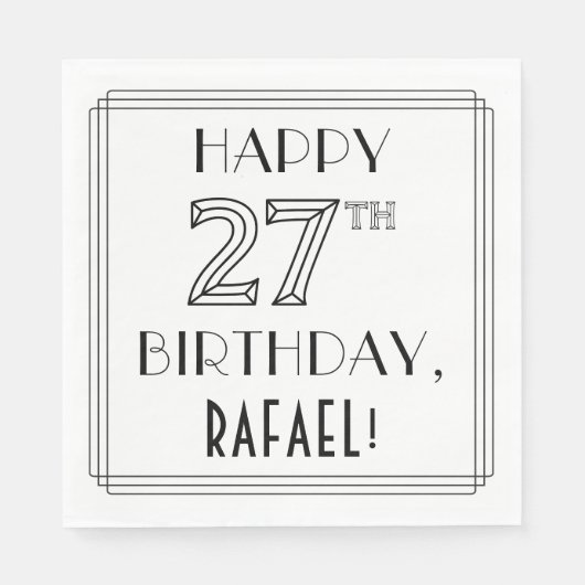 HAPPY 27TH BIRTHDAY; Art Deco Style; aangepaste na Servet (Voorkant)