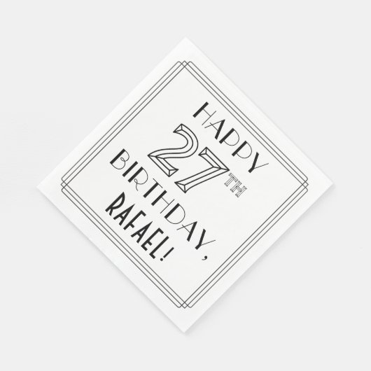 HAPPY 27TH BIRTHDAY; Art Deco Style; aangepaste na Servet (Hoek)