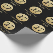Happy 27th Birthday Black en Gold Glitter Cadeaupapier (Hoek)