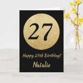 Happy 27th Birthday Black en Gold Glitter Card Kaart (Gele Bloem)