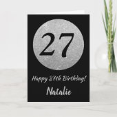 Happy 27th Birthday Black en Silver Glitter Card Kaart (Voorkant)