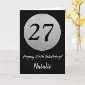 Happy 27th Birthday Black en Silver Glitter Card Kaart (Gele Bloem)