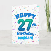 Happy 27th Birthday Card with Custom Name Kaart (Voorkant)