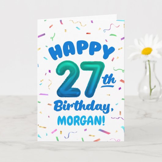 Happy 27th Birthday Card with Custom Name Kaart (Kleine Plant)