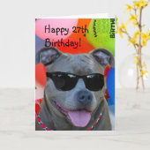 Happy 27th Birthday Pitbull wenskaart Kaart (Gele Bloem)