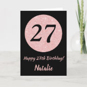 Happy 27th Birthday Zwart en Roos Pink Gold Kaart (Voorkant)