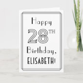 Happy 28th Birthday, Art Deco Style met aangepaste Kaart (Voorkant)