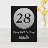 Happy 28th Birthday Black en Silver Glitter Card Kaart (Gele Bloem)
