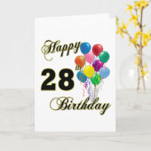 Happy 28th Birthday Gifts with Balloons Kaart (Gele Bloem)