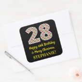 Happy 28th Birthday & Merry Kerstmis, aangepaste n Vierkante Sticker (Envelop)