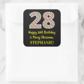 Happy 28th Birthday & Merry Kerstmis, aangepaste n Vierkante Sticker (Tas)