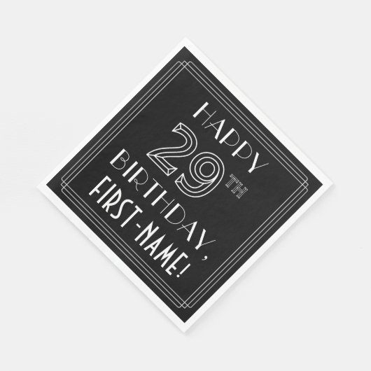 HAPPY 29TH BIRTHDAY; Art Deco Style; aangepaste na Servet (Hoek)