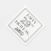 HAPPY 29TH BIRTHDAY; Art Deco Style; aangepaste na Servet (Hoek)