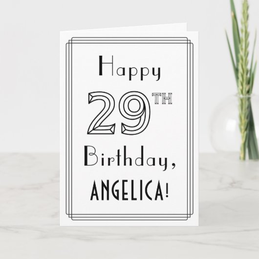 Happy 29th Birthday, Art Deco Style met aangepaste Kaart (Voorkant)