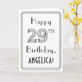 Happy 29th Birthday, Art Deco Style met aangepaste Kaart (Gele Bloem)