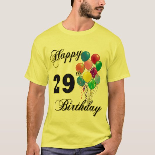 Happy 29th Birthday Balloons T-Shirt (Voorkant)