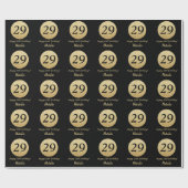 Happy 29th Birthday Black en Gold Glitter Cadeaupapier (Vlak)