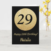Happy 29th Birthday Black en Gold Glitter Kaart (Gele Bloem)