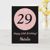 Happy 29th Birthday Black en Roos Pink Gold Kaart (Gele Bloem)