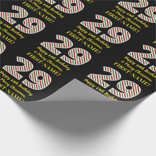 Happy 29th Birthday & Merry Kerstmis, aangepaste n Cadeaupapier (Hoek)