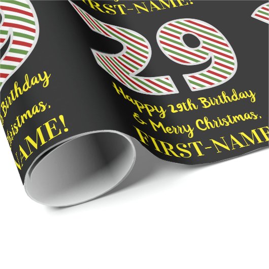 Happy 29th Birthday & Merry Kerstmis, aangepaste n Cadeaupapier (Rol Hoek)